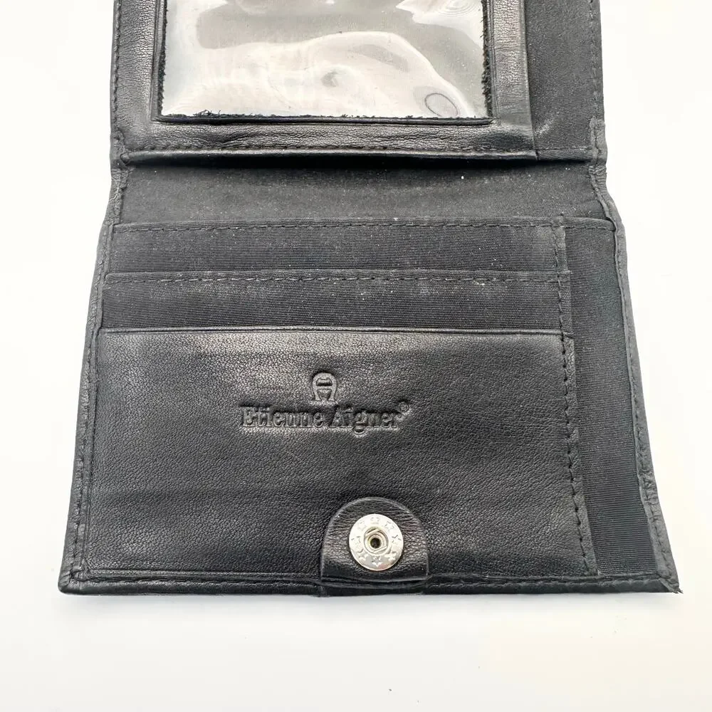 Etienne Aigner Silver Horseshoe A Tri Fold Slant Flap Accordion Wallet Vintage